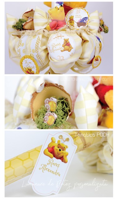 Lumanare de botez pentru baieti cu Winnie the Pooh, 65x4 cm, Honey  4